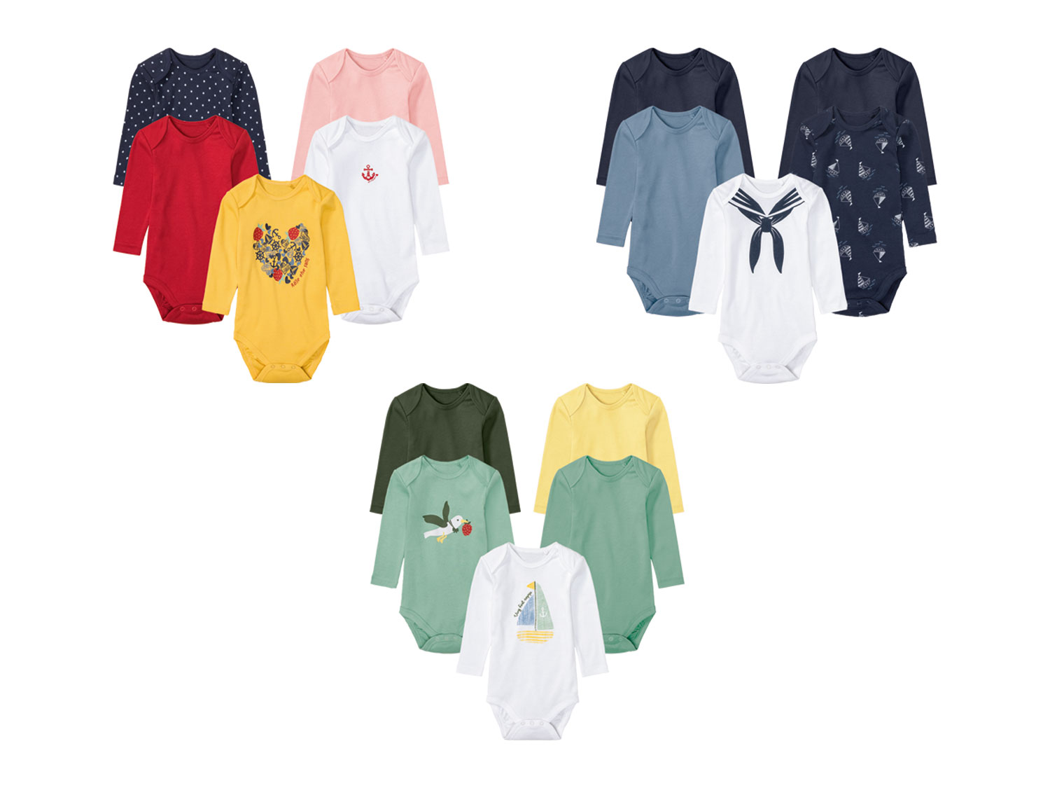 lupilu® Lot de 5 bodies bébé