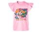 T-shirt rose pour enfant avec un motif de chiot souriant et le texte 'PAW PATROL'.