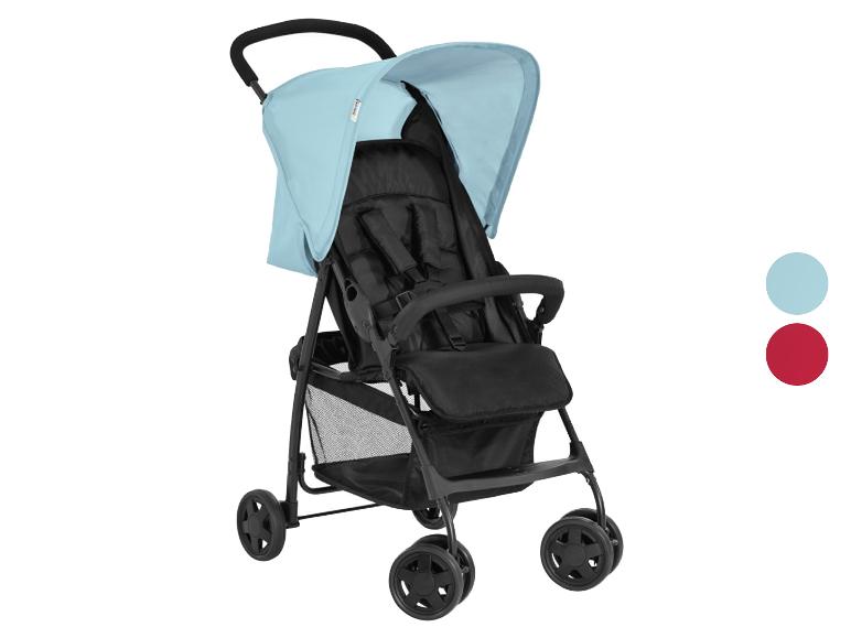 Poussette canne légère, coloris bleu et noir.