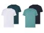 T-shirts unis : blanc, vert foncé et bleu marine, cols ronds et en V.