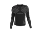 T-shirt de sport noir à manches longues avec motifs géométriques gris.