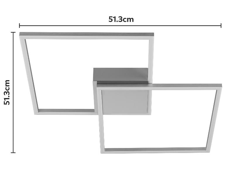 Plafonnier LED moderne gris et blanc de 51,3 cm de long et 51,3 cm de large