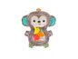 Une piscine gonflable en forme de singe avec des jouets en forme de fruits.