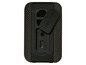 Enceinte Bluetooth portable noire avec entrée AUX et port de charge.