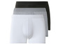 Trois paires de boxers Livery en blanc, gris et noir.