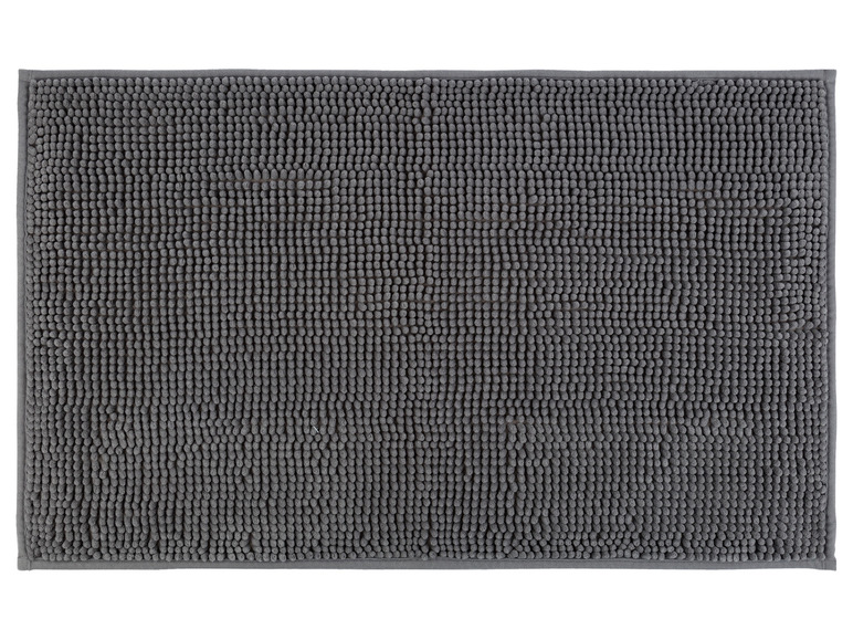Un tapis de bain gris avec une texture douce.