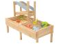 Table de jeu en bois pour sable et eau, avec toboggan et jouets de plage