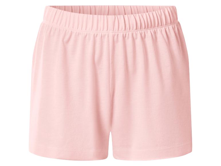 Short de pyjama femme rose clair avec taille élastique.