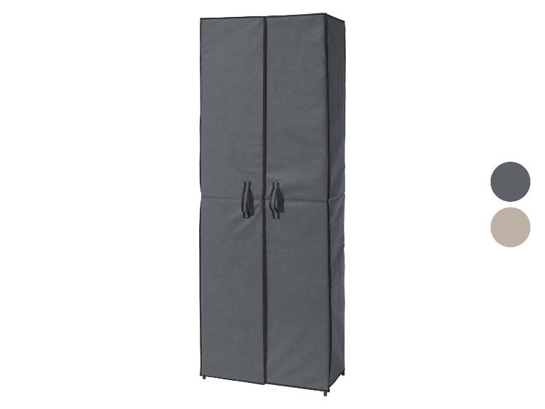 Housse de rangement en tissu pour armoire, disponible en gris foncé et beige.