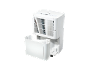 Déshumidificateur blanc avec le réservoir d'eau retiré.