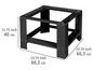 Socle en métal noir pour appareils électroménagers, avec des dimensions en pouces et en centimètres.