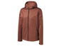 Une veste softshell marron foncé à capuche de la marque Mountain Equipment.