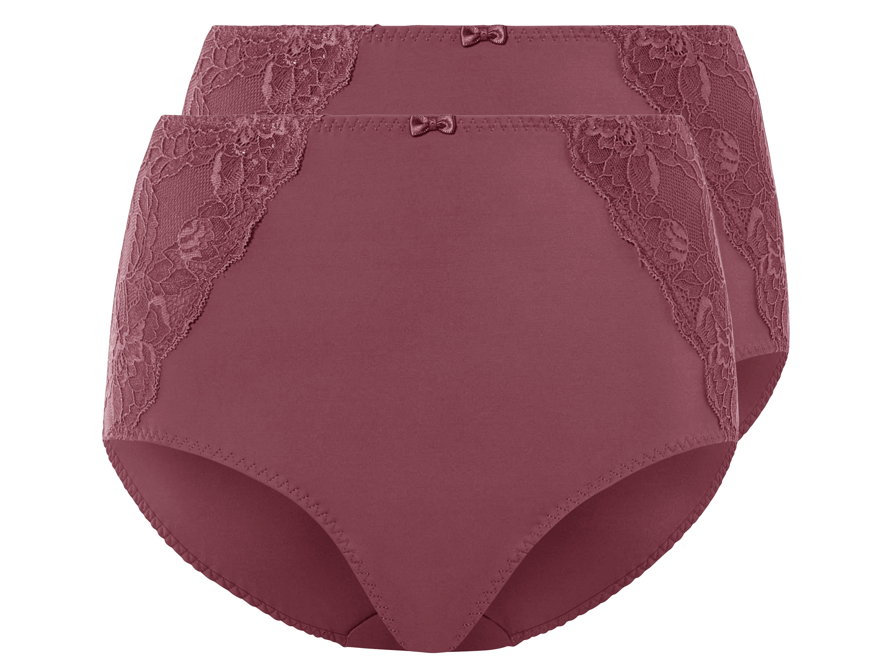 esmara® Lot de 2 culottes en dentelle gainantes femme (M (38/40), bordeaux)