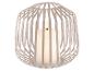 Lanterne décorative avec une bougie LED blanche à l'intérieur, avec un design de cage métallique beige.