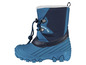 Bottes d'hiver bleues avec l'inscription 'Winter Fun'.