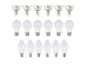 Un assortiment d'ampoules LED, comprenant des spots GU10, des ampoules rondes et des ampoules à flamme.
