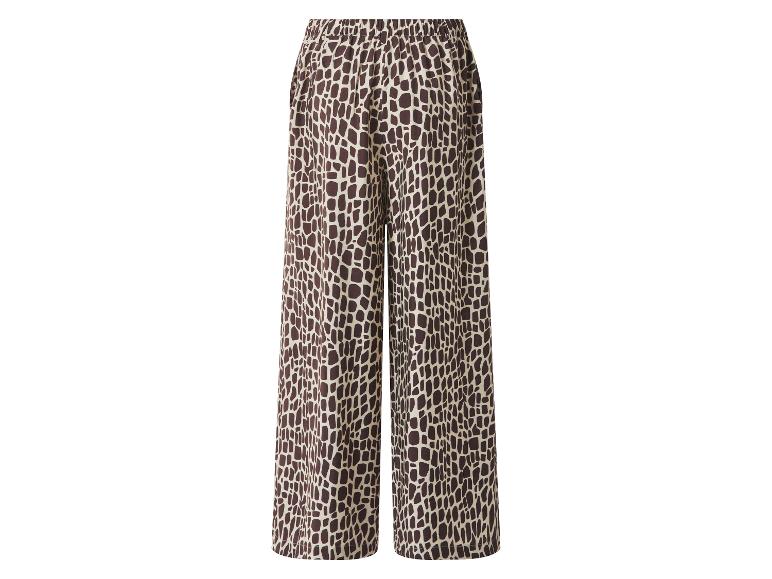 Pantalon large à motif girafe marron et beige