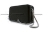 Un haut-parleur Bluetooth portable noir avec une corde.