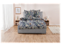 Parure de lit florale dans des tons bleus et beiges.