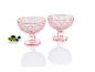 Deux coupes à dessert en verre rose pâle, style vintage.
