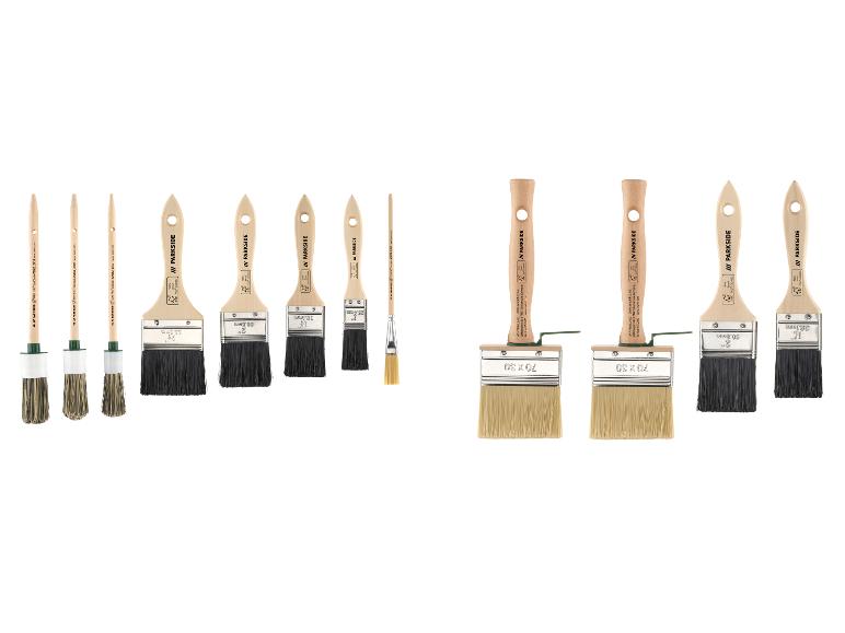 Ensemble de pinceaux Parkside : pinceaux de différentes tailles et types.