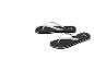 Tongs noires avec brides blanches et rayures blanches sur les côtés.