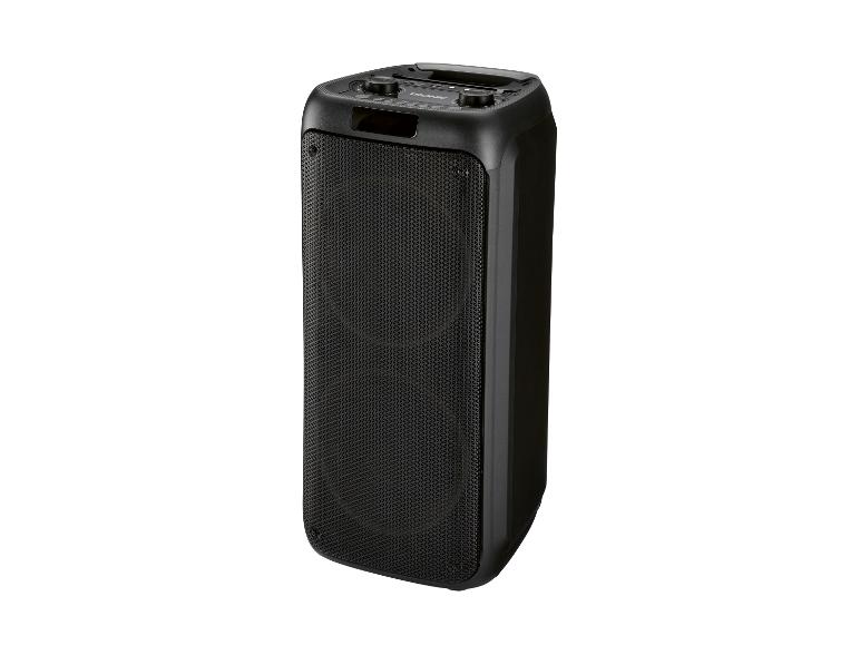 Enceinte Bluetooth TRONIC noire avec façade grillagée et panneau de commande.
