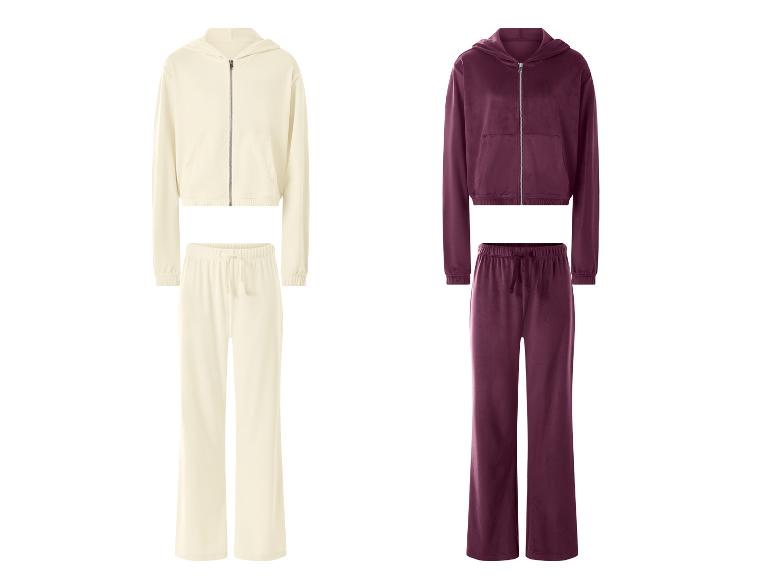 Ensemble ESMARA KIDS Nicki pour filles : sweats à capuche zippés et pantalons en velours crème et bordeaux.