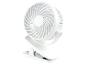 Ventilateur de clip blanc compact.