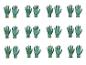 Plusieurs paires de gants de travail verts avec des poignets de différentes couleurs, sur fond blanc.