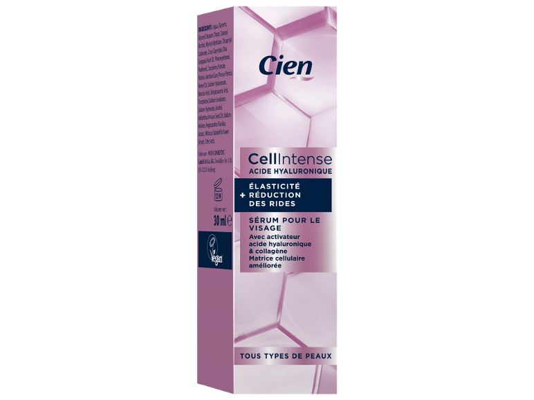 Sérum visage CellIntense à l'acide hyaluronique, 30 ml, pour l'élasticité et la réduction des rides.