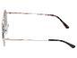 Lunettes de soleil dorées avec branches marron et verres gris, vue latérale.