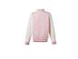 Blouson bomber rose et blanc avec manches contrastantes et poignets rayés, vue arrière