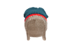 Bonnet d'hiver tricoté bleu sarcelle, rouge et beige avec doublure en polaire.
