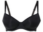 Un soutien-gorge noir avec des bonnets lisses et des bretelles larges.