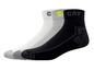 Trois paires de chaussettes CAT en noir, gris et blanc.