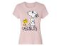 T-shirt rose Peanuts avec Snoopy et Woodstock.