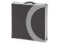 Table pliante portable avec design moderne gris et noir.