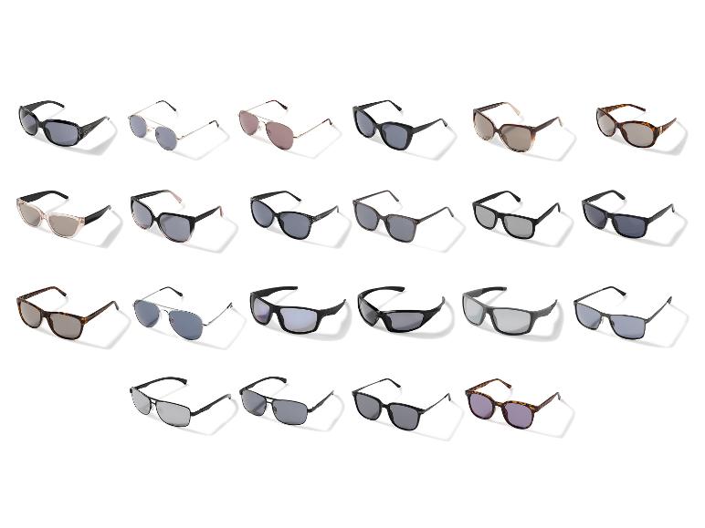Divers modèles de lunettes de soleil, y compris des styles sportifs, classiques et à la mode.