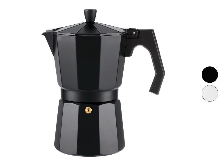 Une cafetière italienne noire en aluminium.