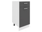 Armoire de cuisine avec une porte et deux tiroirs.
