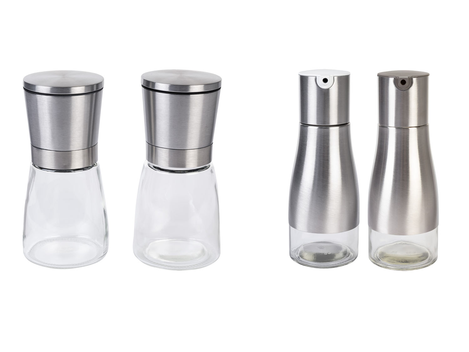 ERNESTO® Set de moulins à sel et à poivre ou set de distributeurs à vinaigre et à huile