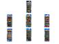Six voitures Hot Wheels dans des emballages avec différents thèmes, tels que Nightburnerz, HW Getaways, HW Flames et Retro Racers.