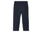Un pantalon bleu foncé avec des poches.