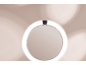 Miroir de maquillage rond avec éclairage LED intégré.