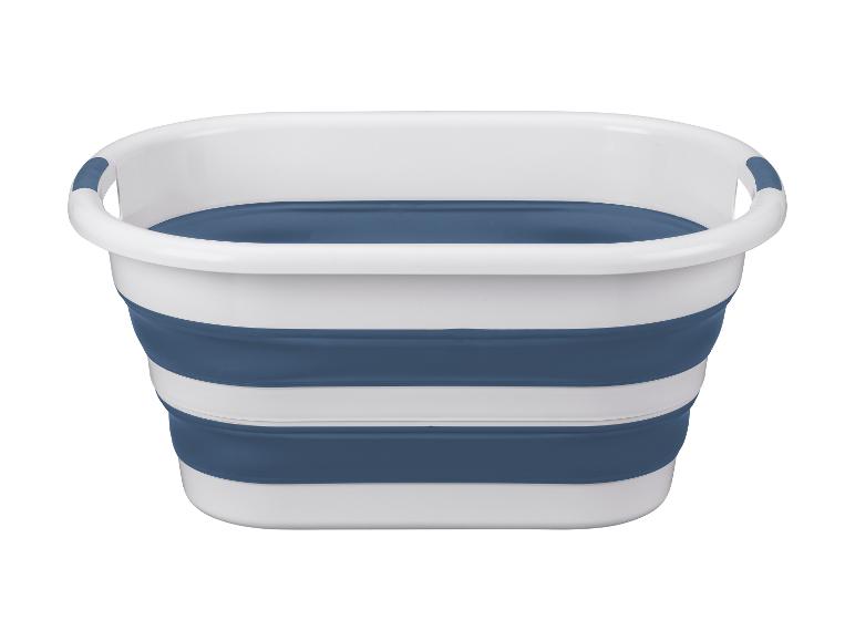 Panier à linge pliable en blanc et bleu