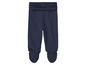 Pantalon bébé bleu avec pieds.