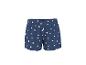 Shorts bleu marine avec motif marguerites blanches.