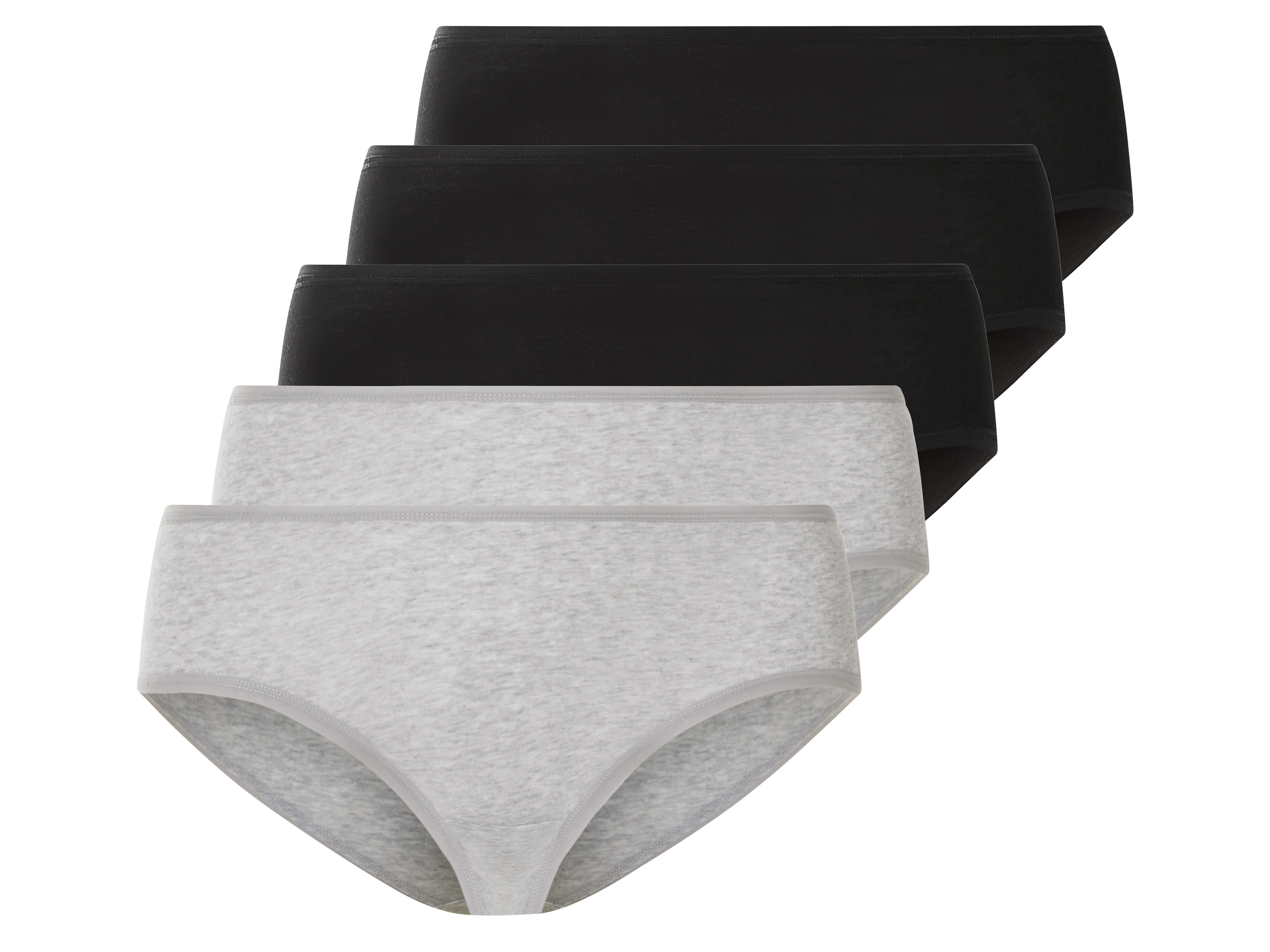 esmara® Lot de 5 hipsters femme (XXL (50/52), noir/gris)