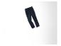 Un pantalon cargo bleu foncé avec des ourlets élastiqués.